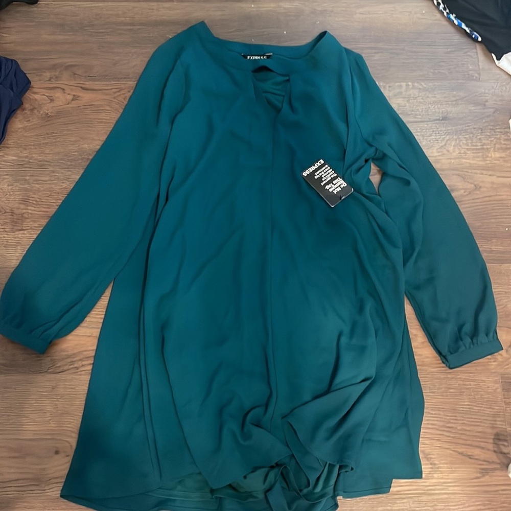 Emerald Green Express choker dress NWT